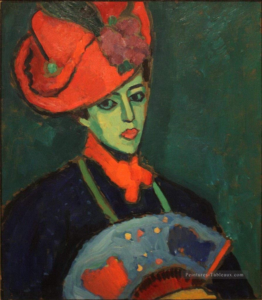 schokko avec chapeau rouge 1909 Alexej von Jawlensky Peintures à l'huile